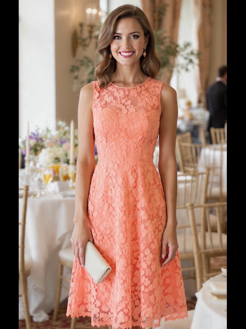 Nine West Coral Lace Sleeveless Midi Dress w/cardigan PTP 21”